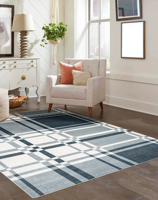 Roma Blue Machine Washable Area Rug - 3'0\" x 5'0\"