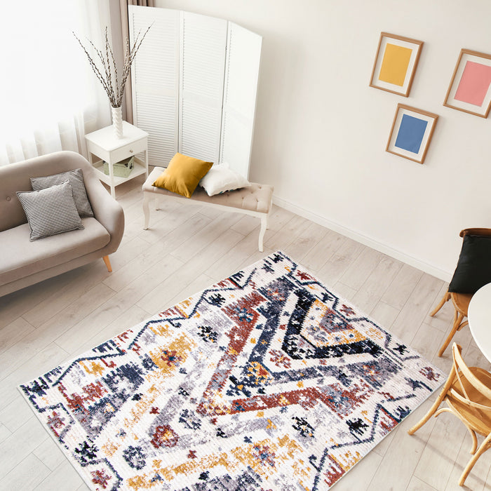 Paloma Quashqai White Area Rug - 5'3\" x 7'3\"