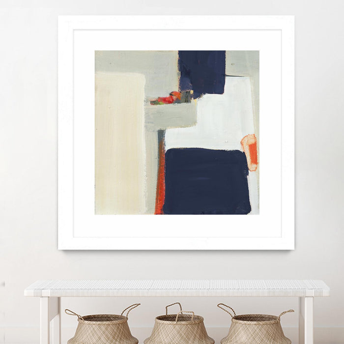 \"Bay Bridge V1\" Matted and Framed White 36x36 Wall Art