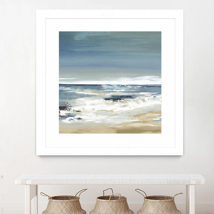 \"East Coast Ii\" Matted and Framed White 30x30 Wall Art