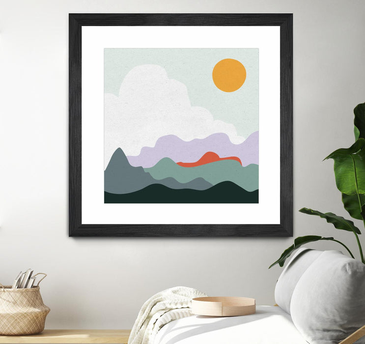 \"Mountainous I\" Matted and Framed Black 36x36 Wall Art