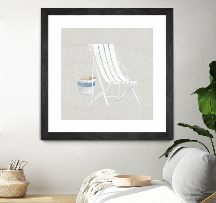 \"Serene Seaside Iii Tan\" Matted and Framed Black 30x30 Wall Art