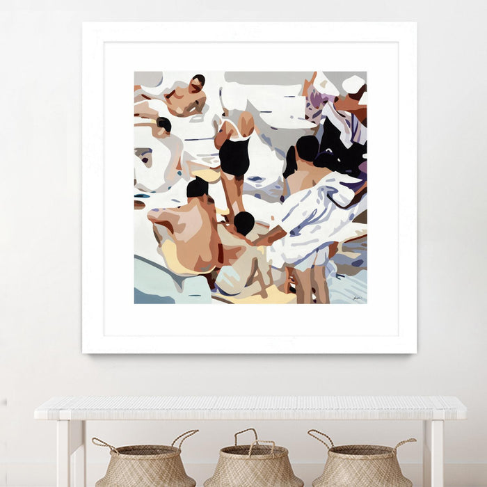 \"Tammy & Greg's Pool Party\" Matted and Framed White 30x30 Wall Art