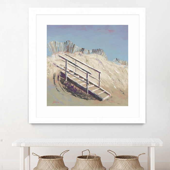 \"Beach Access\" Matted and Framed White 30x30 Wall Art