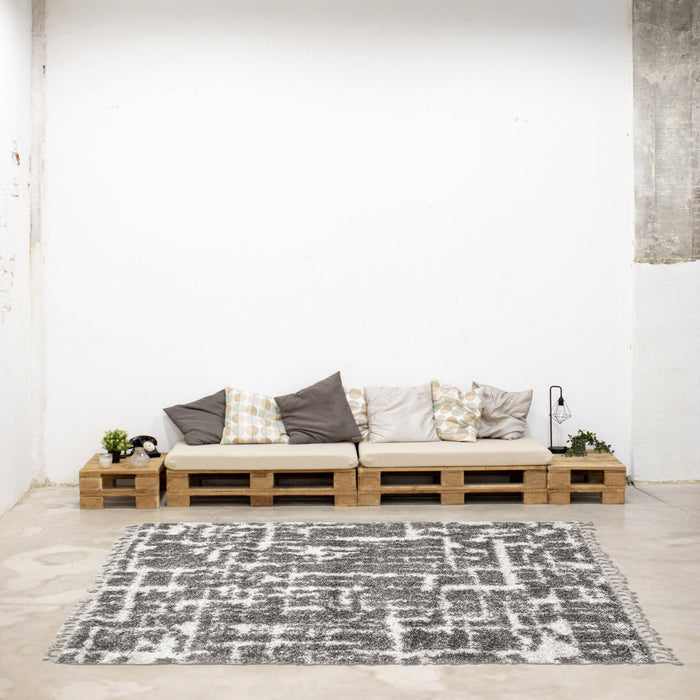 Helma Urban Cream, Dark Grey Shag 6'7\" X 9'6\" Area Rug