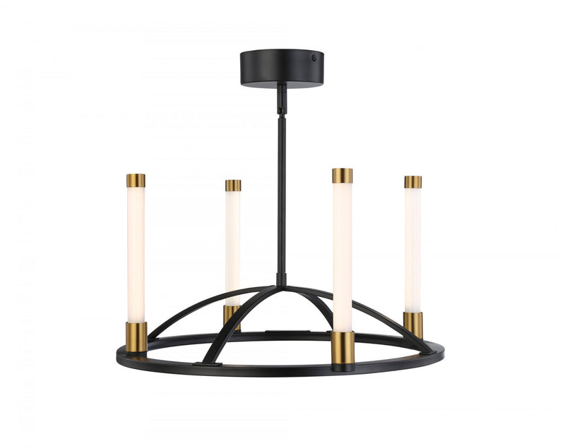 Infiniti Matte Black & Brass 4-Light Integrated LED Chandelier