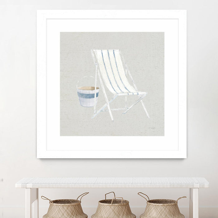 \"Serene Seaside Iii Tan\" Matted and Framed White 30x30 Wall Art