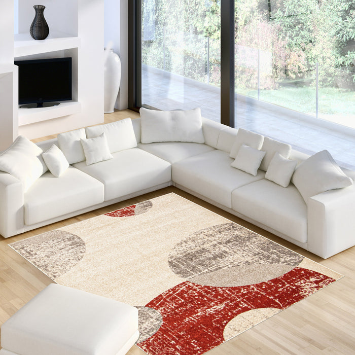 Ellegance Ivory / Red 3'11\" x 5'7\" Area Rug