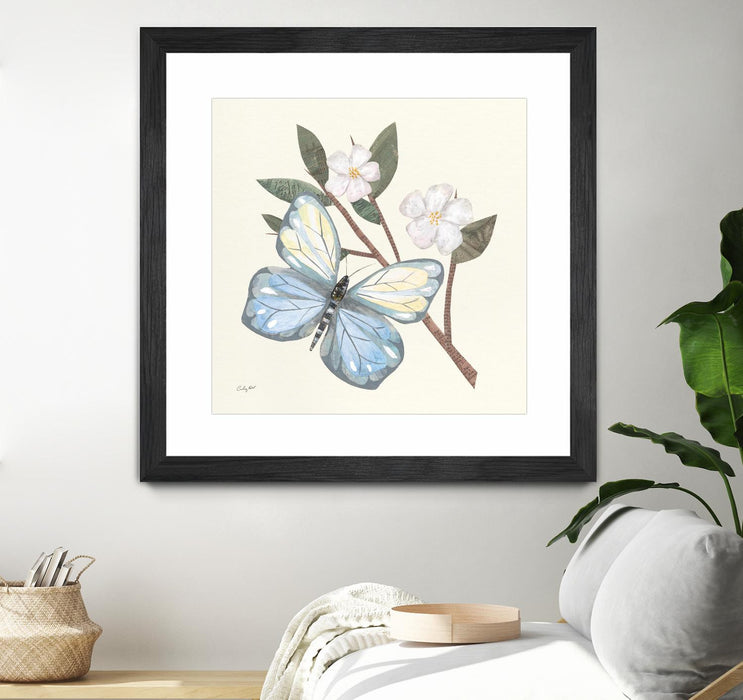 \"In The Garden Butterfly\" Matted and Framed Black 30x30 Wall Art