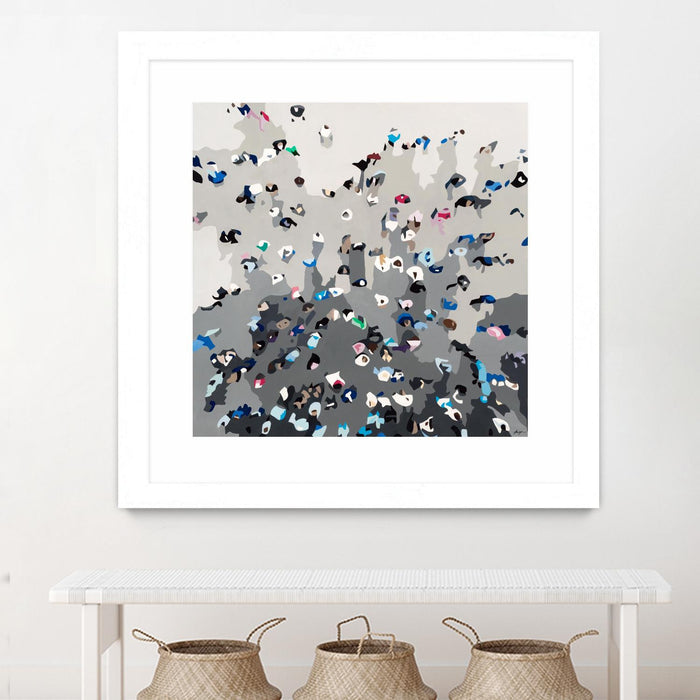 \"Crowd Sourcing\" Matted and Framed White 36x36 Wall Art