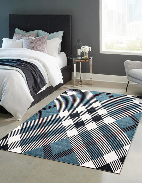 Kors Blue Machine Washable Area Rug - 5'0\" x 7'0\"