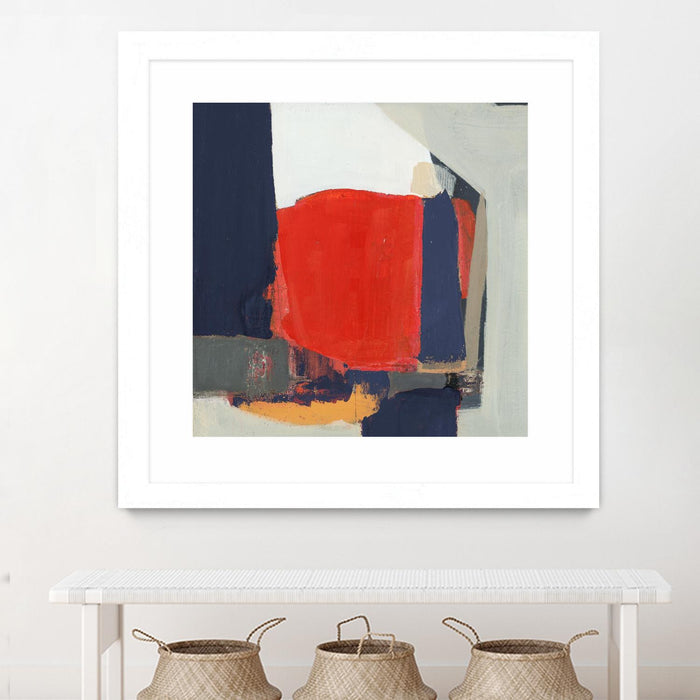 \"Orange Crush V6\" Matted and Framed White 36x36 Wall Art