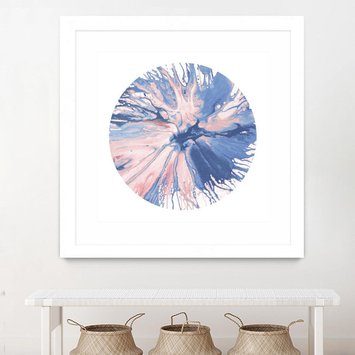 \"Spin Art 21\" Matted and Framed White 30x30 Wall Art