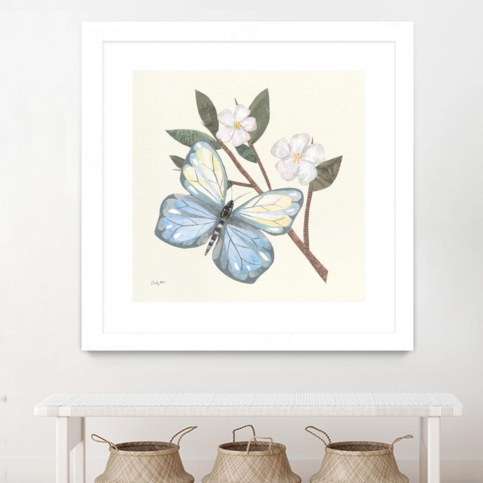 \"In The Garden Butterfly\" Matted and Framed White 30x30 Wall Art