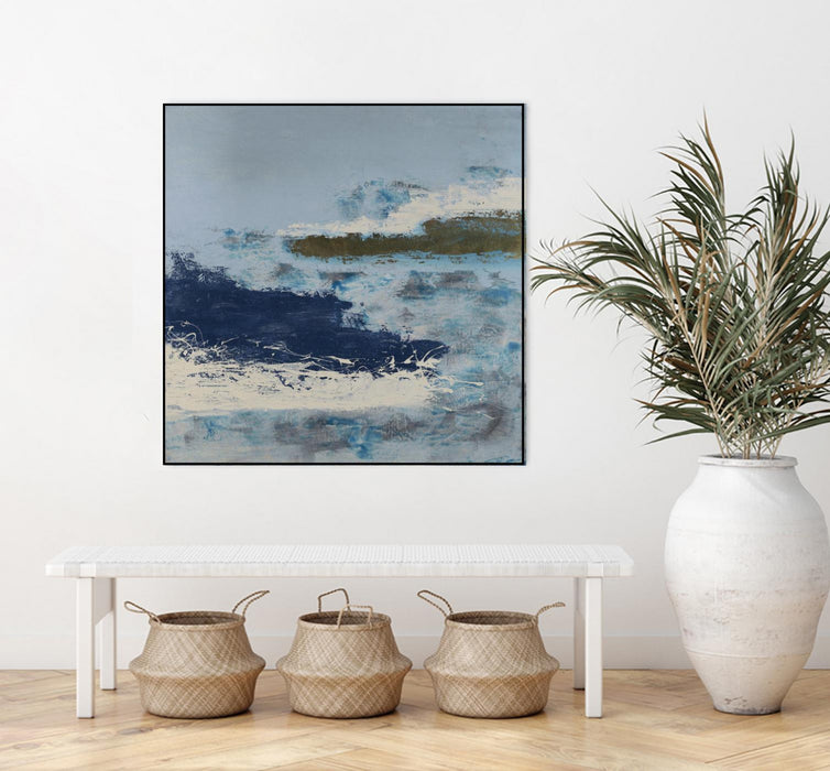 \"Washing To Shore\" Canvas Framed Black 20x20 Wall Art