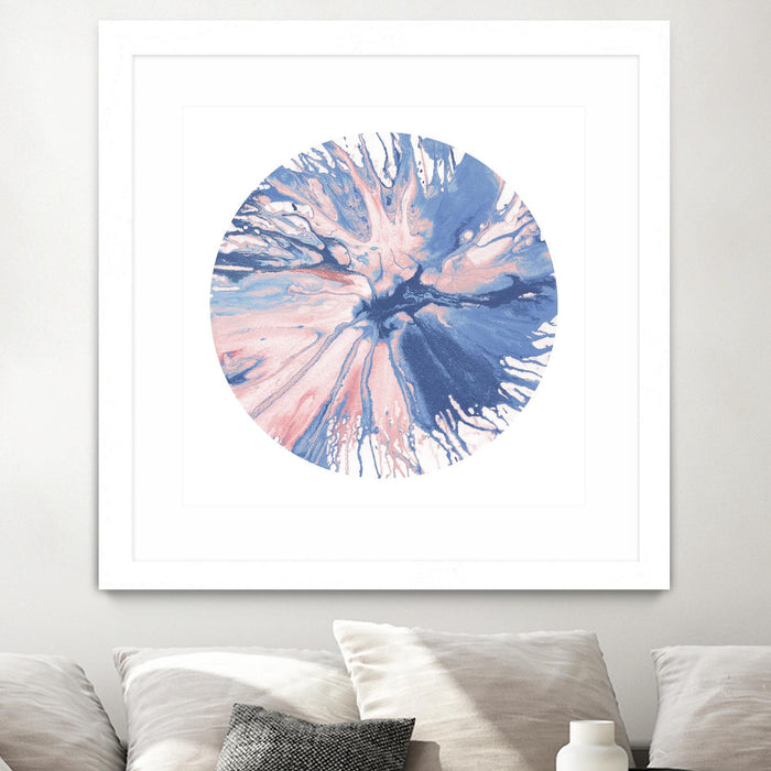 \"Spin Art 21\" Matted and Framed White 30x30 Wall Art