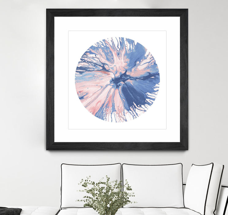 \"Spin Art 21\" Matted and Framed Black 36x36 Wall Art