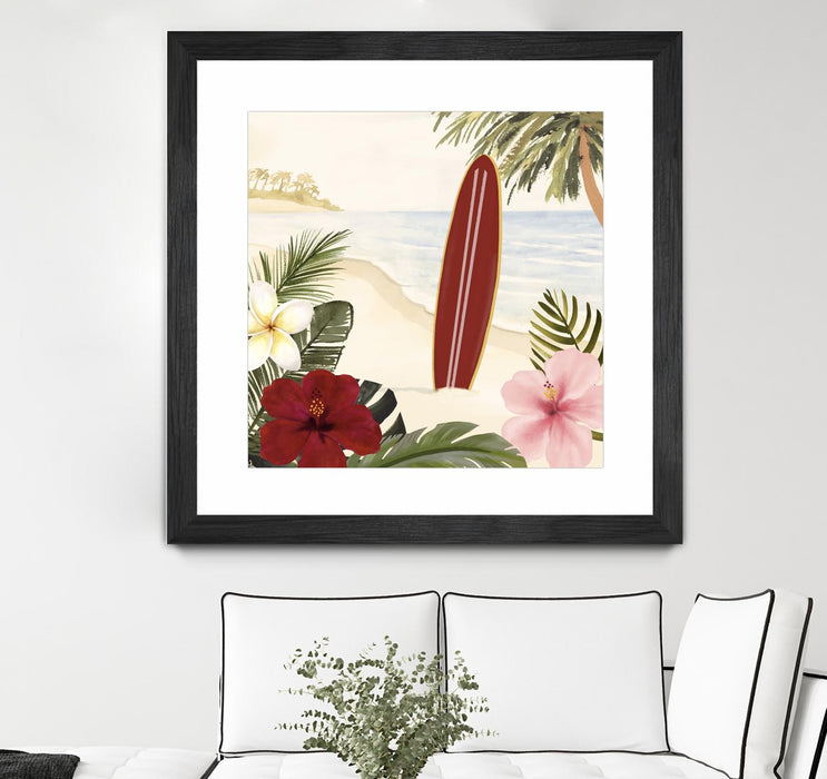 \"Aloha Ii\" Matted and Framed Black 30x30 Wall Art