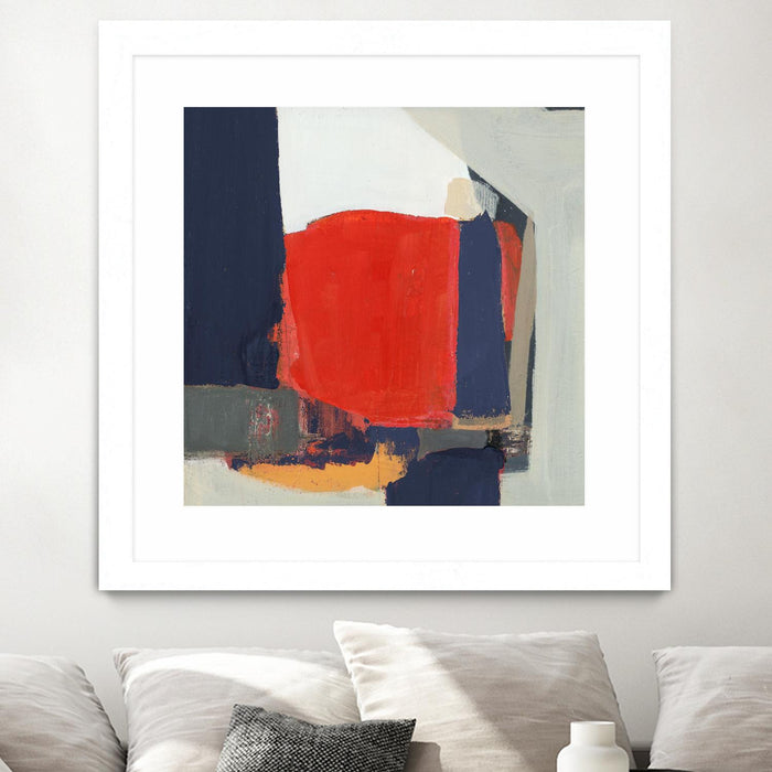 \"Orange Crush V6\" Matted and Framed White 36x36 Wall Art