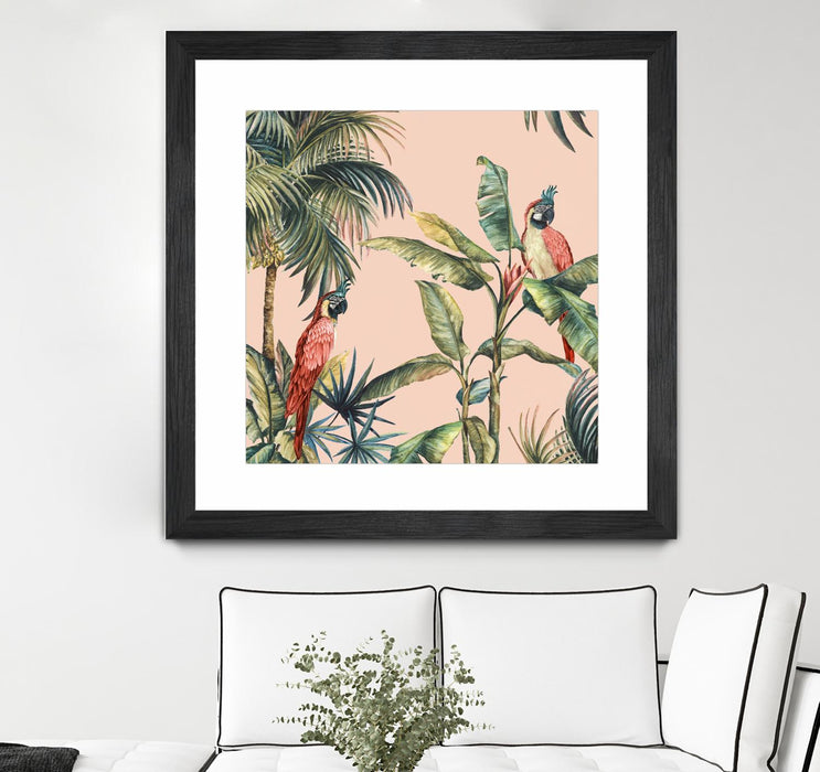 \"Tropicano Ii\" Matted and Framed Black 36x36 Wall Art