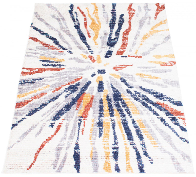 Paloma Sunburst Navy, White Area Rug - 3'11\" x 5'11\"