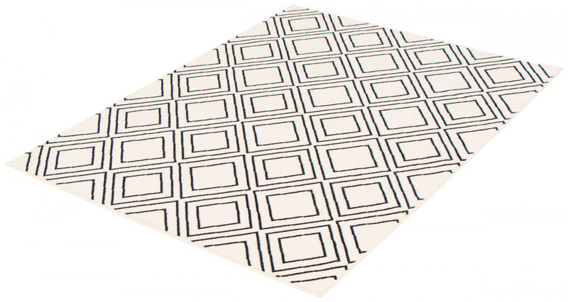 August Geod White-Navy 6'7\" x 9'6\" Area Rug