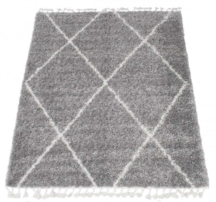 Helma Losange Light Grey Shag 6'7\" X 9'6\" Area Rug