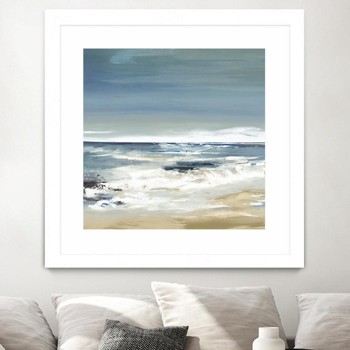 \"East Coast Ii\" Matted and Framed White 30x30 Wall Art