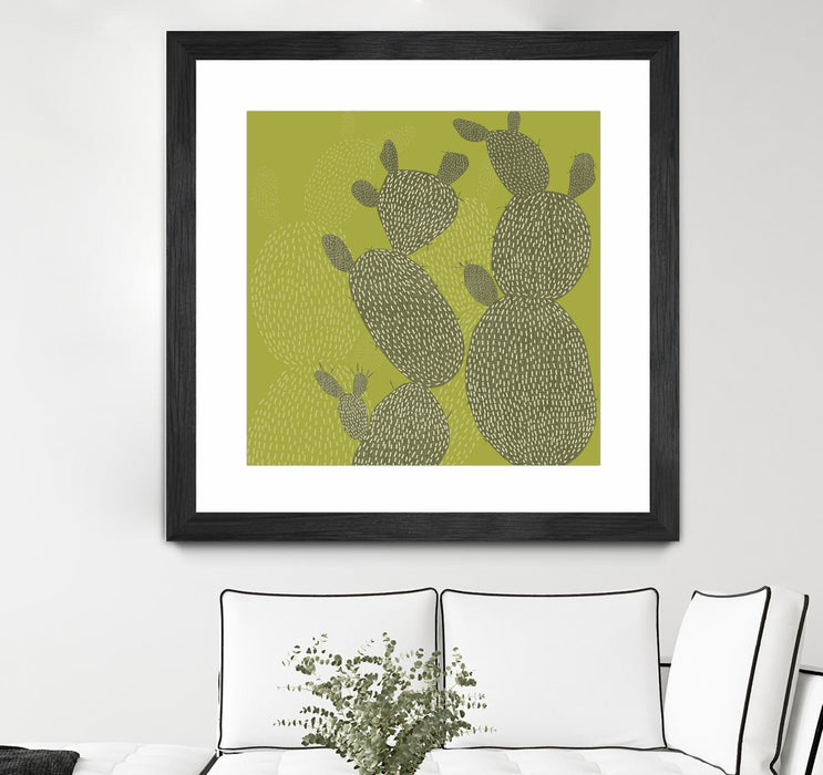\"Opuntia Ii\" Matted and Framed Black 36x36 Wall Art