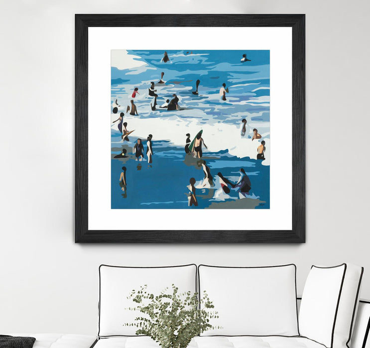 \"Surf's Up\" Matted and Framed Black 30x30 Wall Art