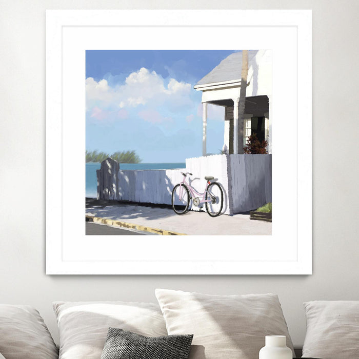 \"Key West Cabana Ii\" Matted and Framed White 30x30 Wall Art