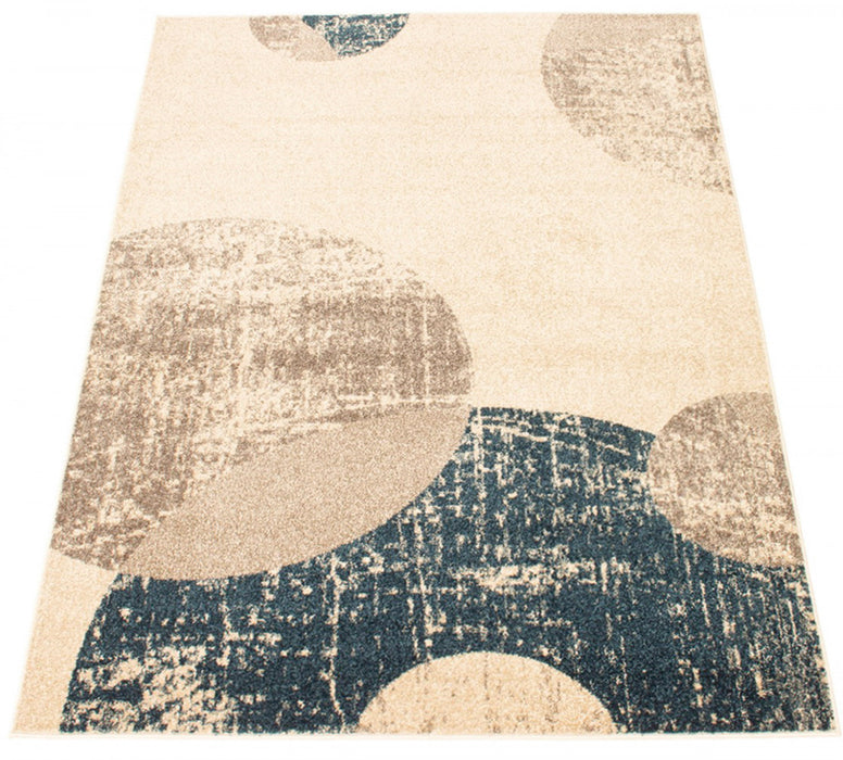 Ellegance Ivory / Blue 6'7\" x 9'6\" Area Rug