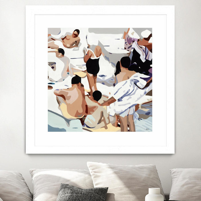 \"Tammy & Greg's Pool Party\" Matted and Framed White 36x36 Wall Art