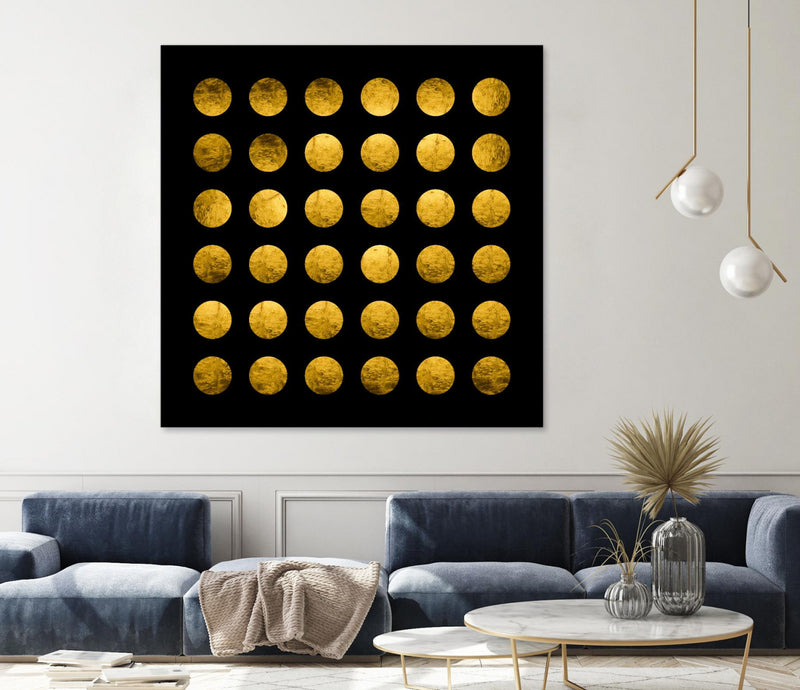 \"Golden Spots Black\" Giant Art 72x72 Wall Art