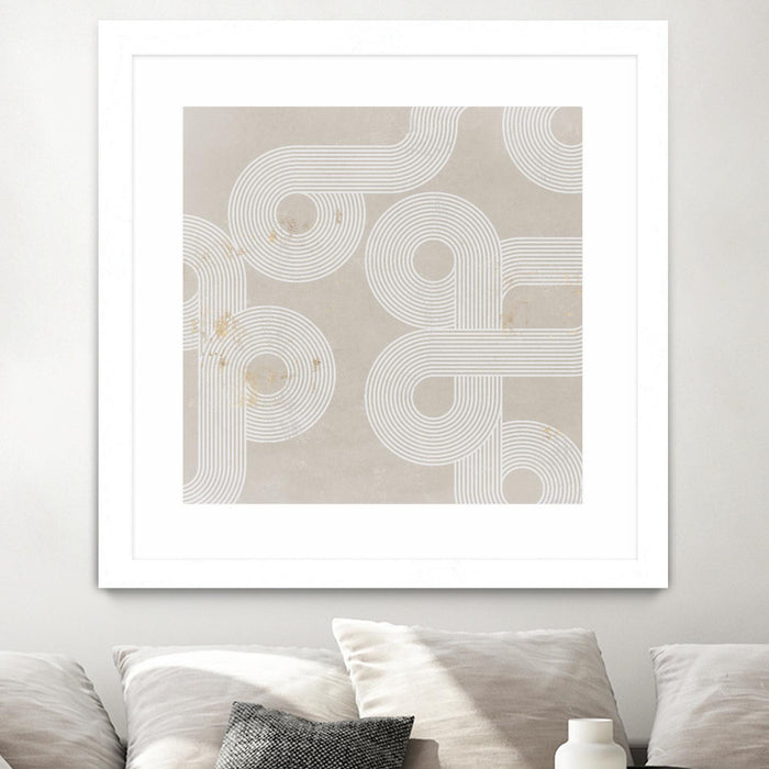 \"Fluxus I\" Matted and Framed White 30x30 Wall Art
