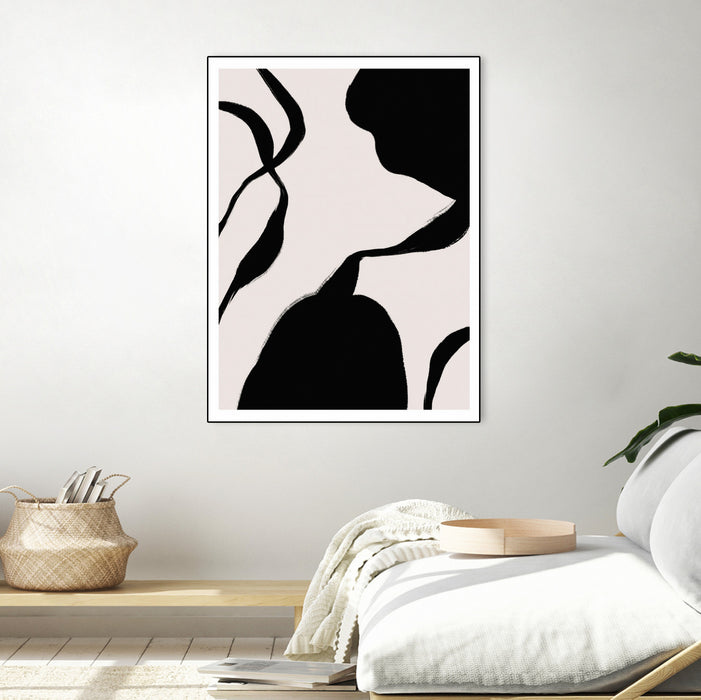 \"Mouvement\" Canvas Framed Black 24x32 Wall Art