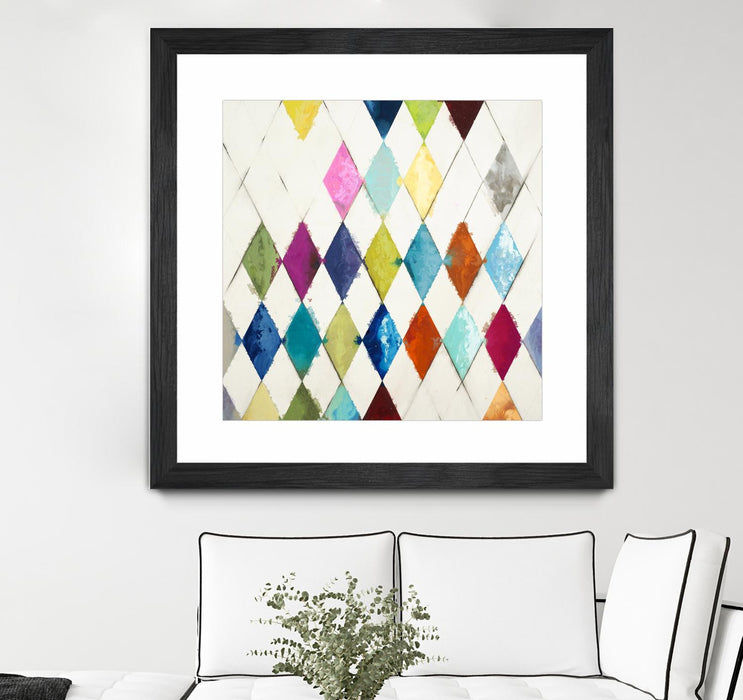 \"Diamonds\" Matted and Framed Black 30x30 Wall Art