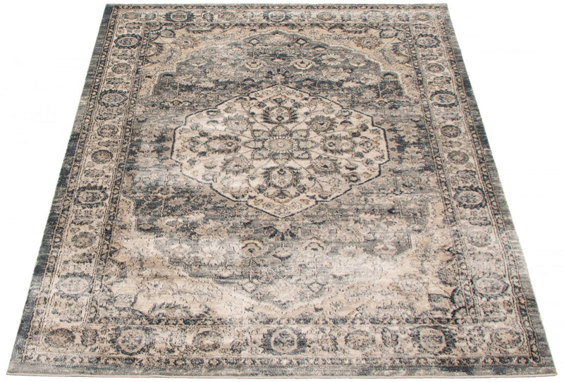 Octavian Tabriz Blue-Ivory Area Rug - 3'11\" x 5'11\"