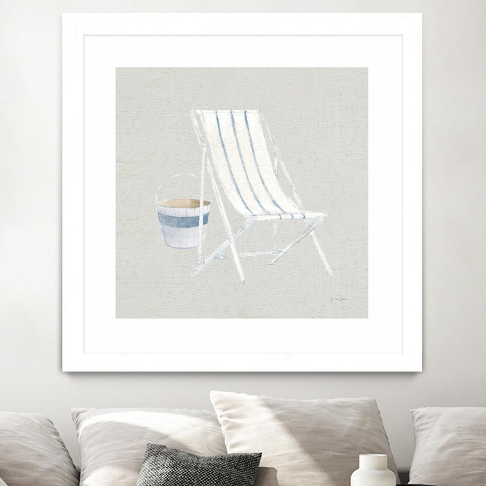\"Serene Seaside Iii Tan\" Matted and Framed White 30x30 Wall Art