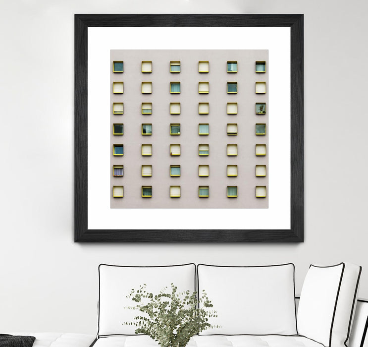 \"Windows Ii\" Matted and Framed Black 36x36 Wall Art