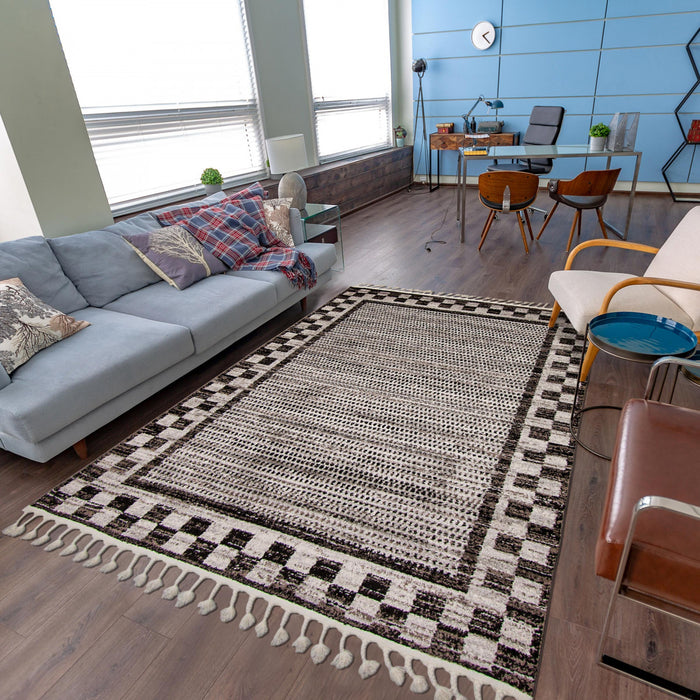 Vera Quattro Ivory/Grey Area Rug - 7'10\" x 10'5\"
