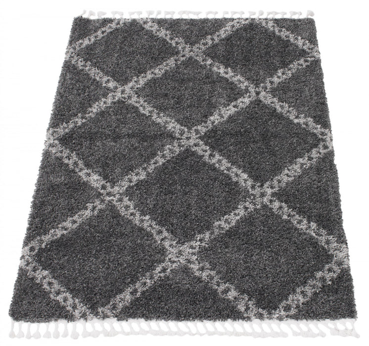 Helma Stark Dark Grey Shag 6'7\" X 9'6\" Area Rug