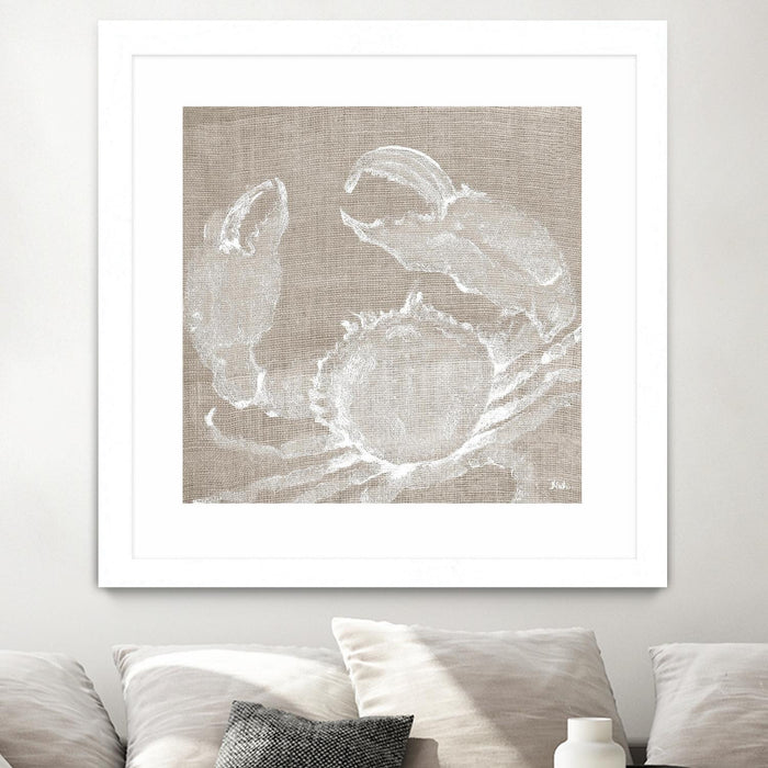 \"Neutral Surf Side I\" Matted and Framed White 30x30 Wall Art