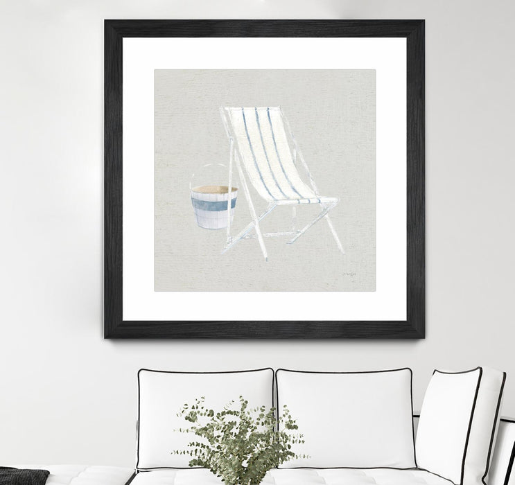 \"Serene Seaside Iii Tan\" Matted and Framed Black 30x30 Wall Art