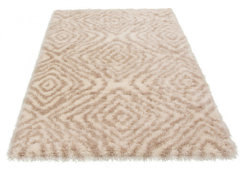 Agalia Abstract Ivory-Tan Shag - 6'7\" x 9'6\"