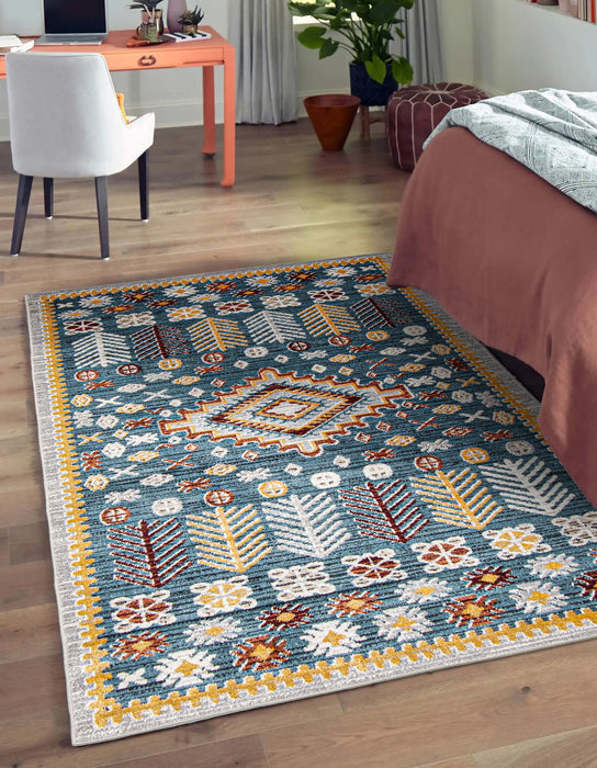 Gypsy Blue Machine Washable Area Rug - 5'0\" x 7'0\"