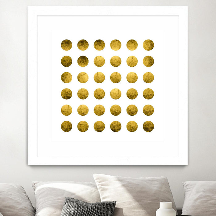 \"Golden Spots White\" Matted and Framed White 30x30 Wall Art