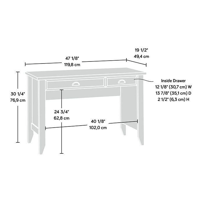 Shoal Creek 47.17\" Writing Office Desk with Keyboard Tray & Drawer - Jamocha Wood