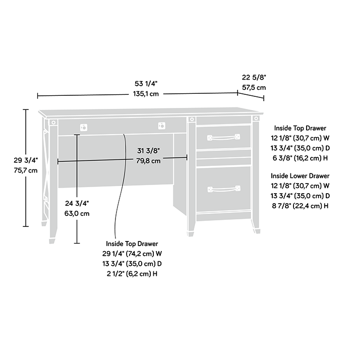Carson Forge 53.15\" Office Desk with 3-Drawers - Washington Cherry