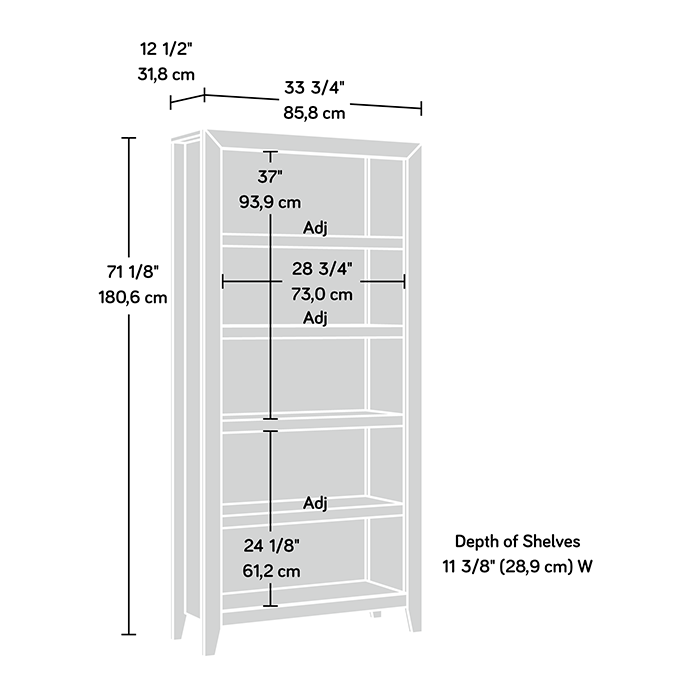 Dakota Pass 33.78\" 5-Shelf Bookcase - Craftsman Oak